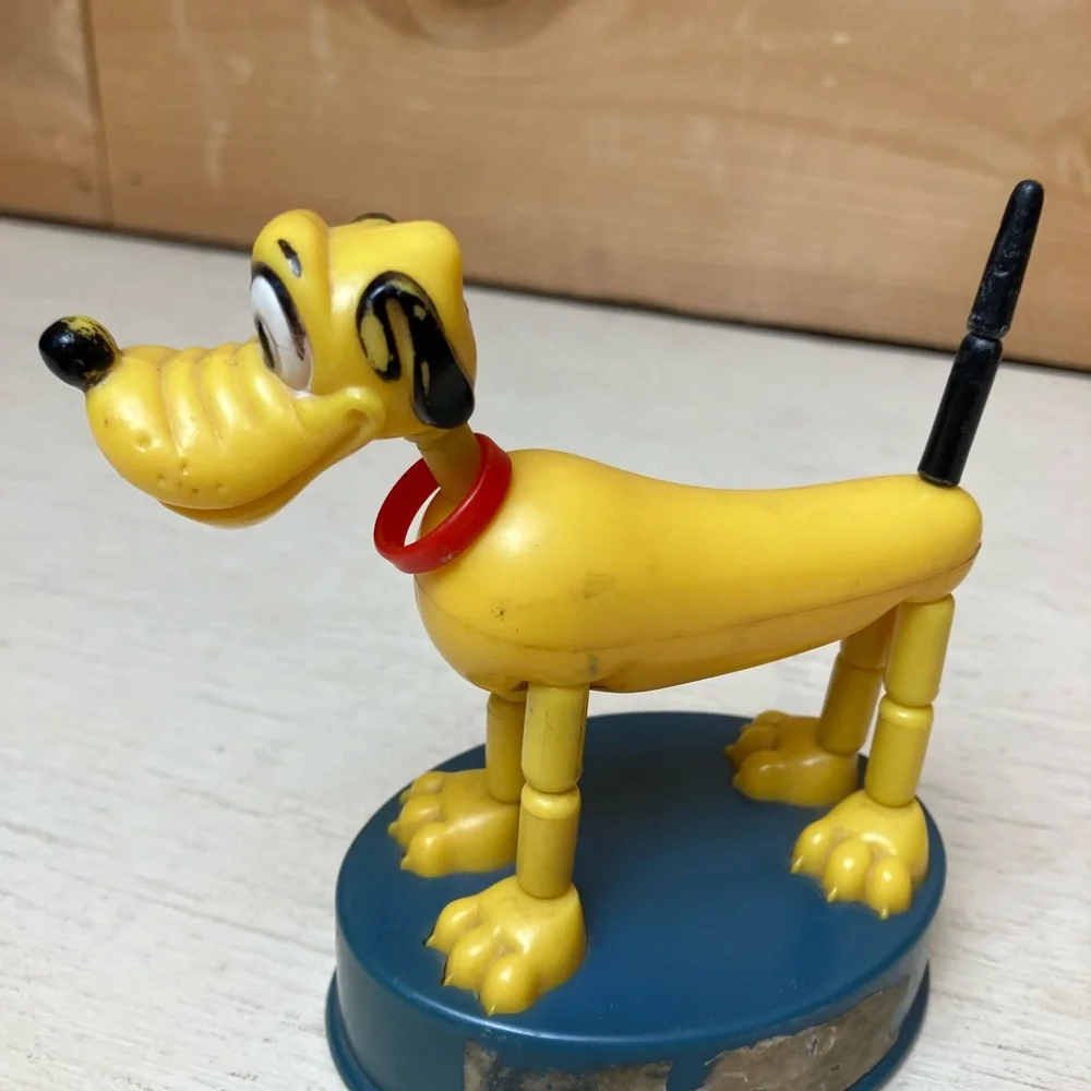 Vintage Disney Pluto Yellow Cartoon Dog Figurine - Collectible Pet Toy